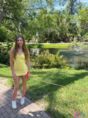 Girl next door type walks in a public place before discovering her bald pussy Porn Pics english 03