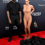 Bianca Censori naked at the Grammys in a transparent dress