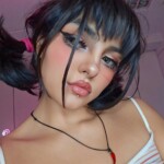 Adorable teen Nerdy B frees her tits and phat ass as well in her bedroom